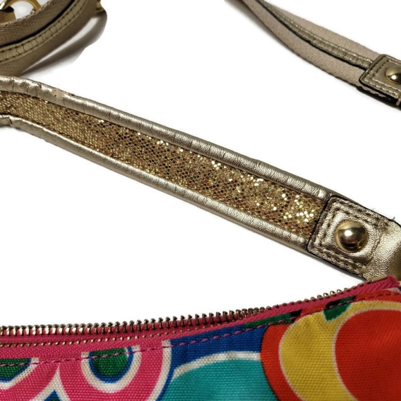 Coach Signature Daisy Poppy Pop C Graffiti Demi Crossbody bag with long strap. - Picture 8 of 10